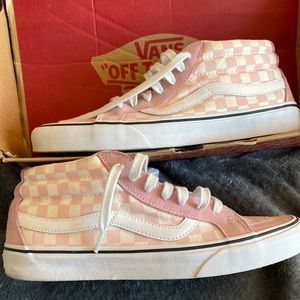 Vans Sk8 mid Pink checkered mens size 10